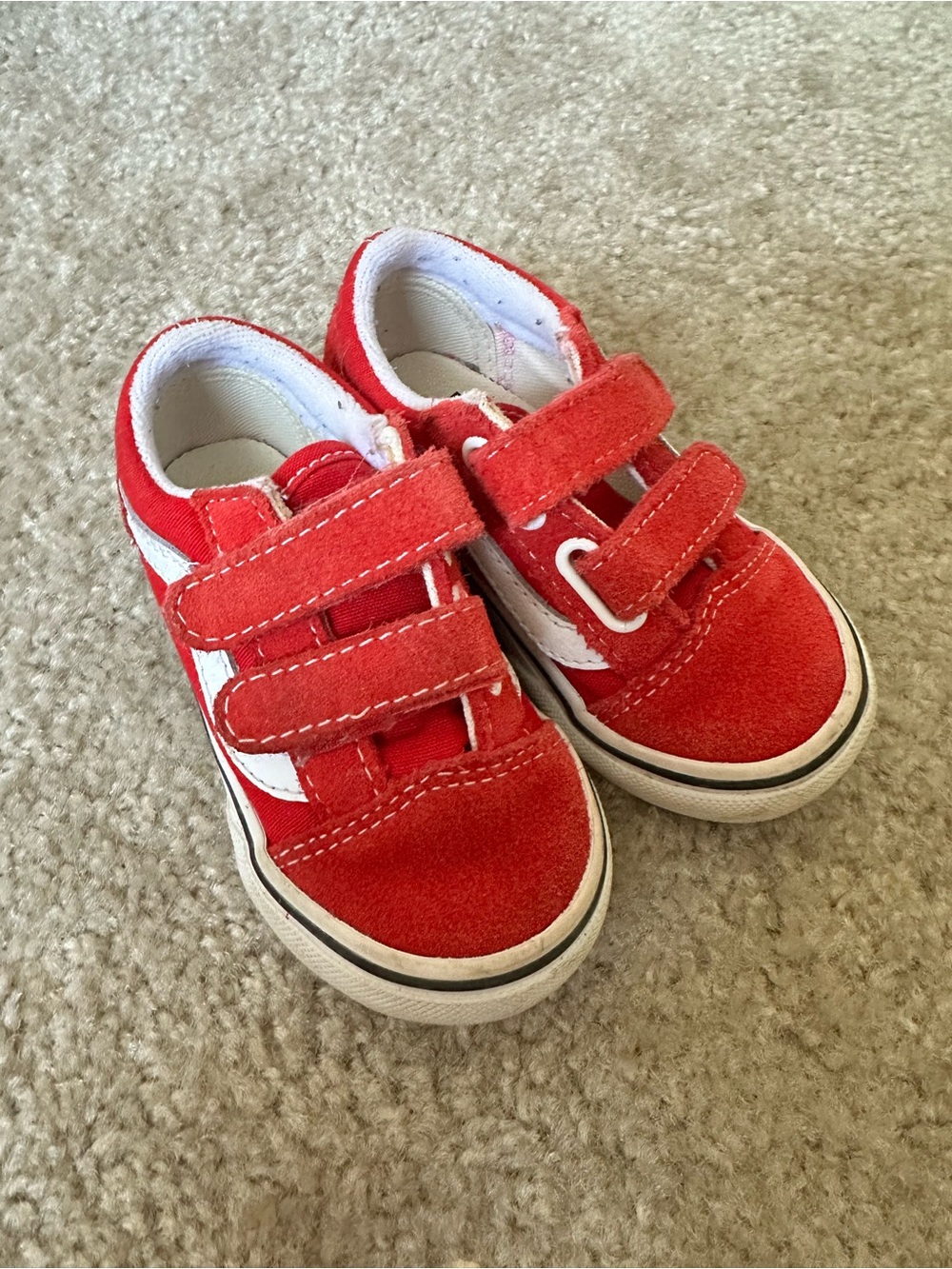 Vans Velcro Toddler Baby Sneakers Red 6